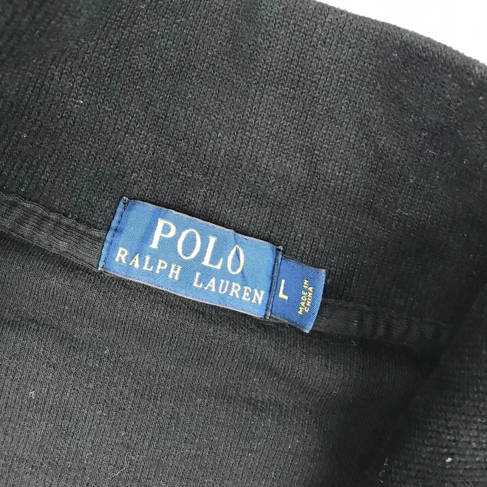 Polo Ralph Lauren 1/4 Zip Pullover Mens L Black OSU Oklahoma Pistol Pete Sweater